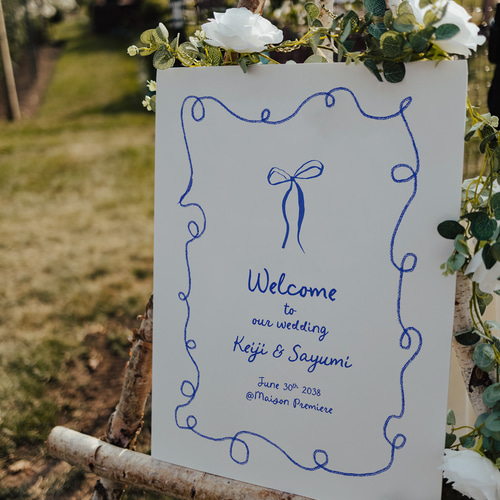 リボンガーリーウェルカムボード │ウェディング 結婚式 りぼん