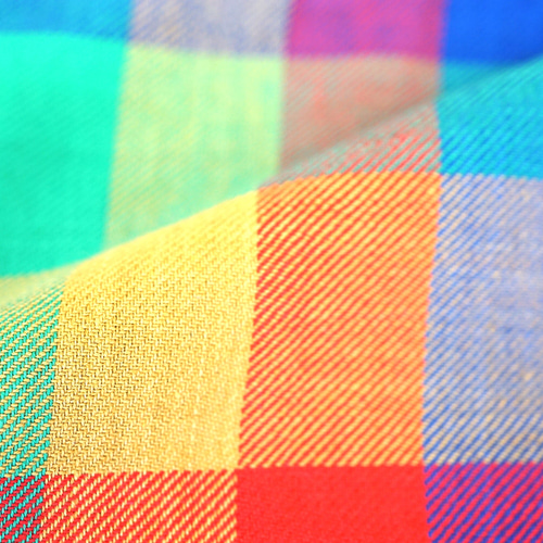 ツイルチェック生地 【OB-8】マルチカラーブロックチェック 105m巾