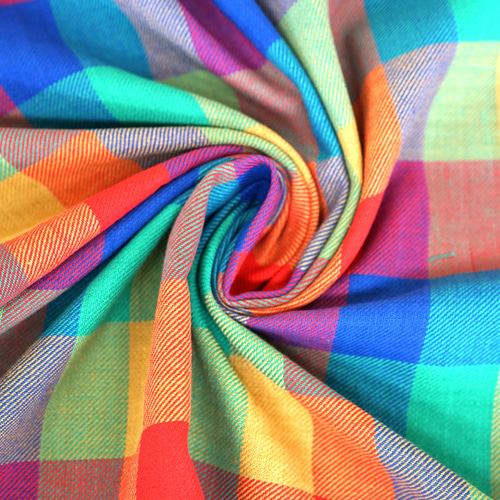 ツイルチェック生地 【OB-8】マルチカラーブロックチェック 105m巾