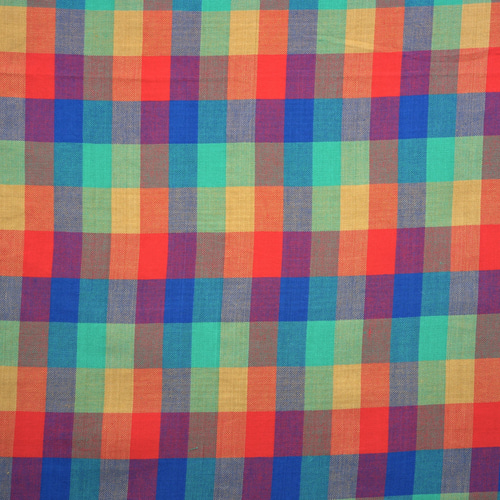 ツイルチェック生地 【OB-8】マルチカラーブロックチェック 105m巾