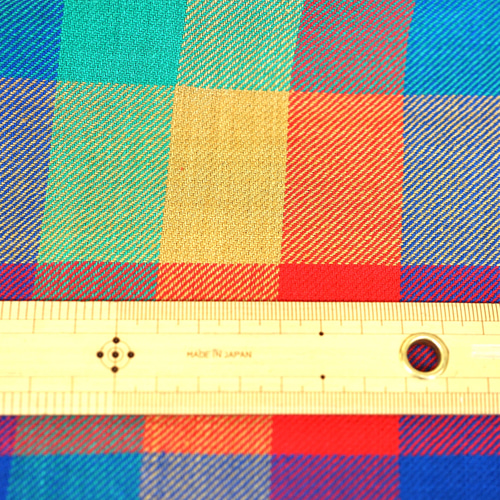ツイルチェック生地 【OB-8】マルチカラーブロックチェック 105m巾