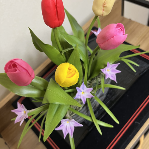 クレイフラワー春の花チューリップ、ハナニラ アートフラワー Aki 通販