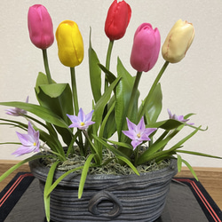クレイフラワーミニチューリップ 樹脂粘土で作る porcelain clay,cold dry air of made Tulip 花束・アレンジメント