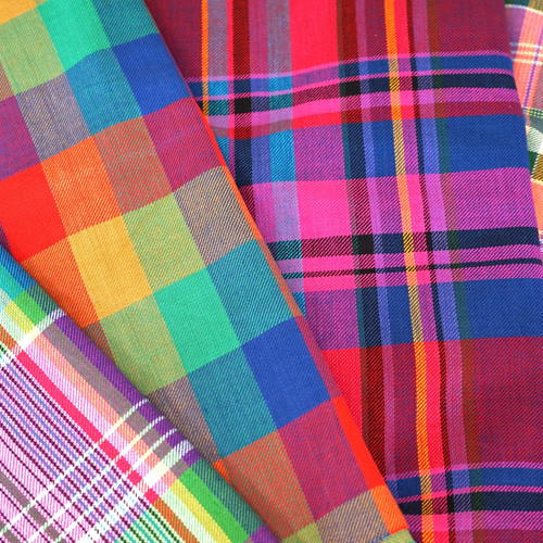 ツイルチェック生地 【OB-34】マルチカラー 105m巾 ◇1m単位ご希望m