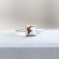 『Horse』Mini Wild Horse Square RING / SV925 ≪送料無料≫ 天然石 1枚目の画像