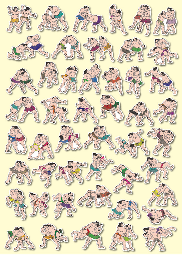 相撲決まり手四十八手フレークシール(オールカラー) シール