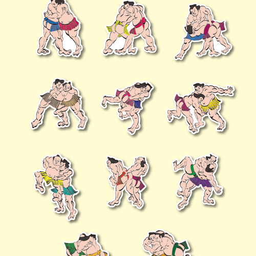 相撲決まり手四十八手フレークシール(オールカラー) シール