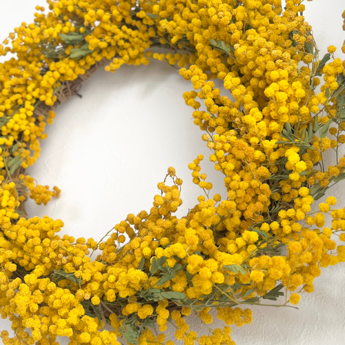 母の日】大粒ミモザのナチュラルリース 直径35cmのフルリース