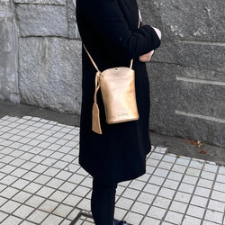 <NEW>小ぶりですが、携帯、長財布が入る実用的なショルダーバッグです。GOLD 2枚目の画像