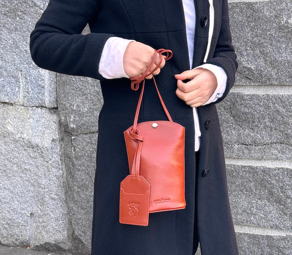 <NEW>小ぶりですが、携帯、長財布が入る実用的なショルダーバッグです。REDBROWN 1枚目の画像