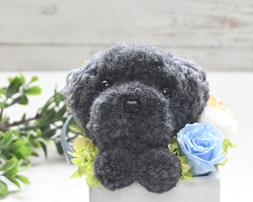 もこペット【犬・グレー】プリザーブドフラワー ペット 犬 花 トイ