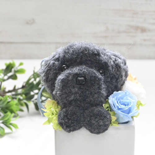 もこペット【犬・グレー】プリザーブドフラワー ペット 犬 花