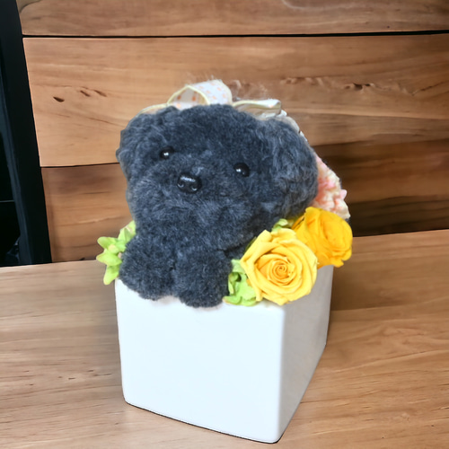 もこペット【犬・グレー】プリザーブドフラワー ペット 犬 花