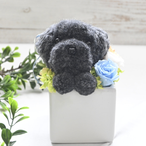もこペット【犬・グレー】プリザーブドフラワー ペット 犬 花