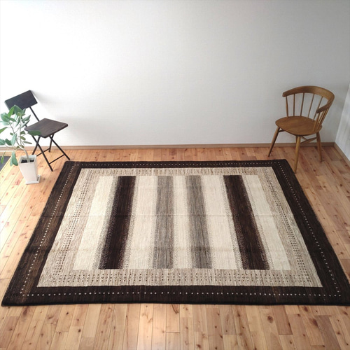 145x102cm手織り絨毯ファインウールハンドメイドラグナチュラルウール