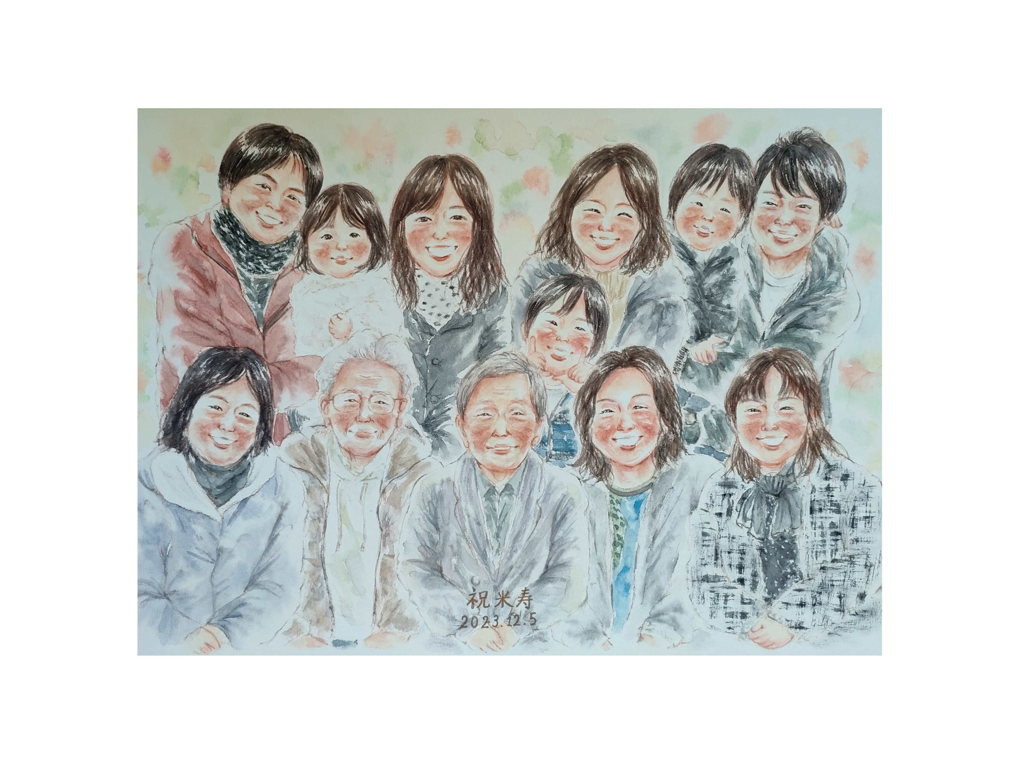 世界で1枚のオーダーメイド似顔絵★還暦☆ご両親プレゼント★感謝の気持ち