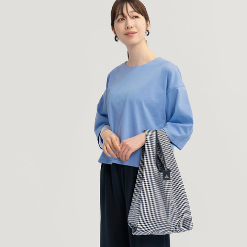 リュクスなエコバッグ ギンガムチェック 黒 白 ○ALICIA-ECOBAG○ エコ