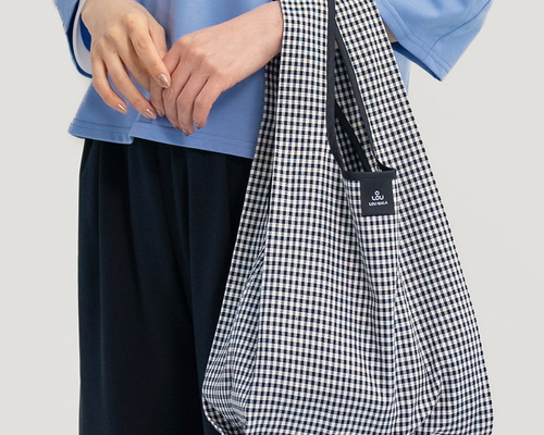 リュクスなエコバッグ ギンガムチェック 黒 白 ○ALICIA-ECOBAG○ エコ