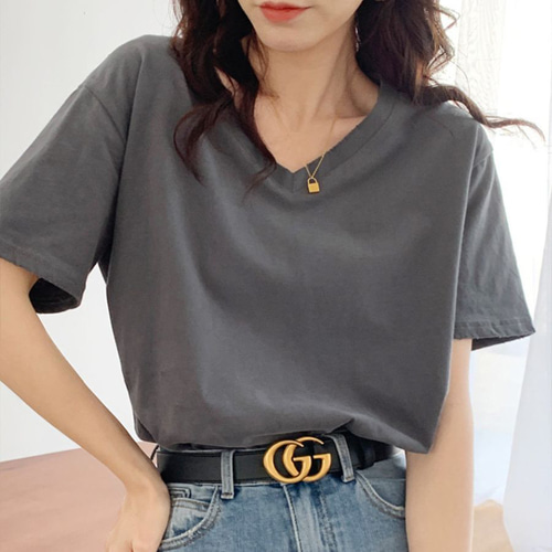 Tシャツ Vネック 無地Tシャツ レディース 半袖 シンプル