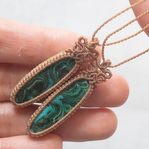 マラカイト クリソコラ の マクラメ ネックレス ネックレス