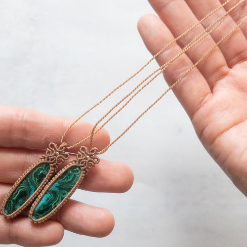 マラカイト クリソコラ の マクラメ ネックレス ネックレス