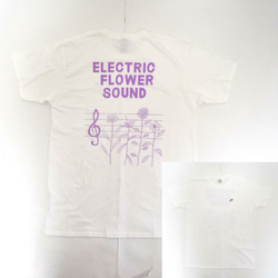 「レコードワッペン半袖Tシャツ（ELECTRIC FLOWER）」 ホワイト Mサイズ WATERFALLオリジナル 1枚目の画像