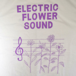 「レコードワッペン半袖Tシャツ（ELECTRIC FLOWER）」 ホワイト Mサイズ WATERFALLオリジナル 6枚目の画像