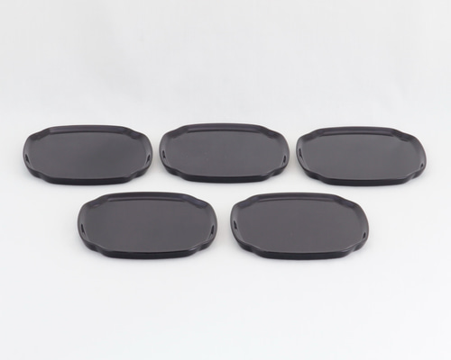 伝統工芸 輪島塗 銘々皿 入隅形「総黒塗～無地」五枚組【1008】 小皿