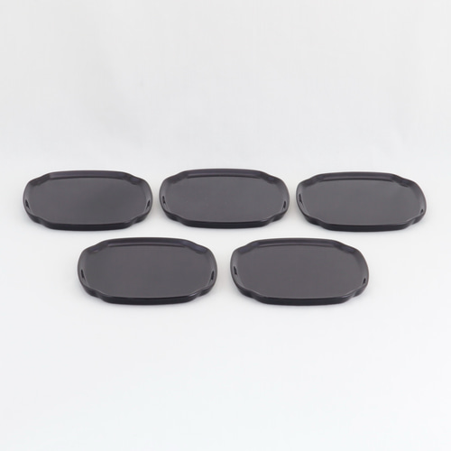 伝統工芸 輪島塗 銘々皿 入隅形「総黒塗～無地」五枚組【1008】 小皿