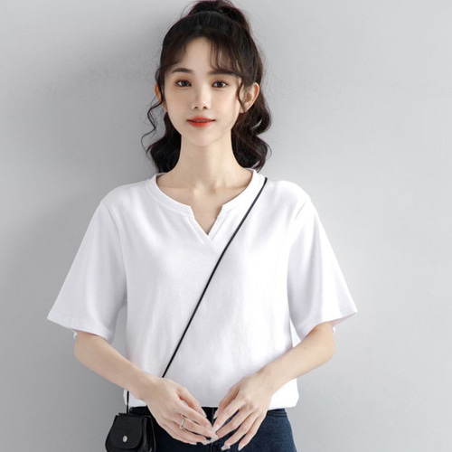 Tシャツ 2枚セット レディース プルオーバー 半袖 トップス Vネック