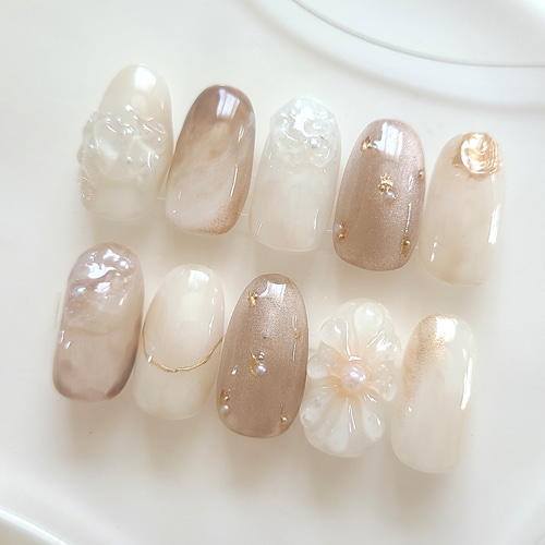 Soft Mocha Mirage ネイルチップ ニュアンスネイル ブライダル 前撮り