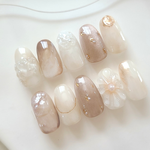 ふわふわニュアンス ネイルチップ Soft Mocha Mirage ネイルチップ ニュアンスネイル ブライダル 前撮り