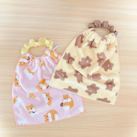 女の子　おりこうエプロン　お食事タオル　お食事エプロン　タオルエプロン　おりこうタオル　入園準備　保育園エプロン 2枚目の画像