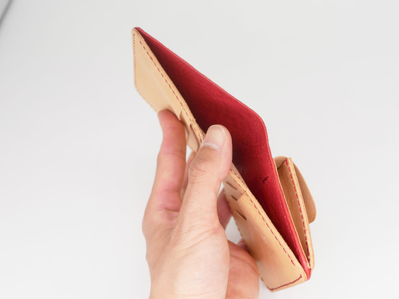 コンパクトな二つ折り財布【全5色】/イタリアンレザー/ペイズリー柄/革財布 4枚目の画像