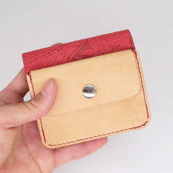 コンパクトな二つ折り財布【全5色】/イタリアンレザー/ペイズリー柄/革財布 2枚目の画像