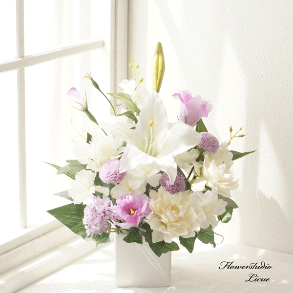 【仏花】カサブランカとマムの仏花（紫）