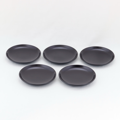 伝統工芸 輪島塗 銘々皿「総黒塗～無地」五枚組 【1006】 中皿 伝統