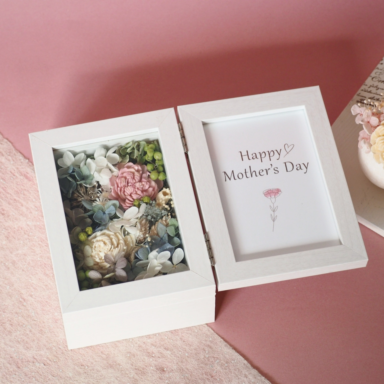 【受注制作】ボックスアレンジ　フォトフレーム　フラワーボックス☆*...結婚　母の日　メッセージ　贈り物