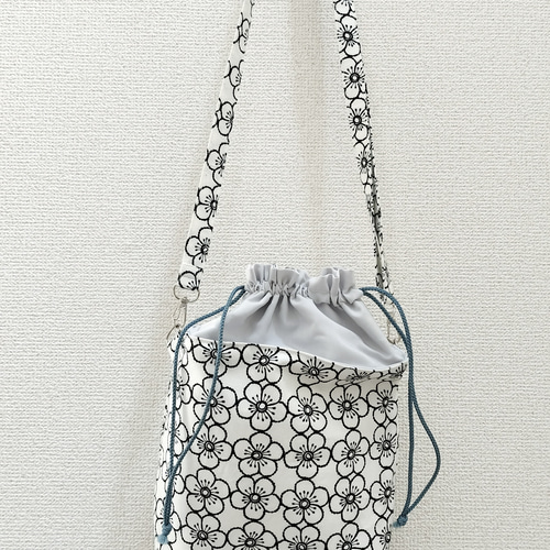 最終お値下げ　CaBan 花柄 バッグ 巾着 ハンド カバンショルダー付属袋付 キャバン CaBan 花柄 バッグ 巾着 ハンド カバンの通販 by 古着