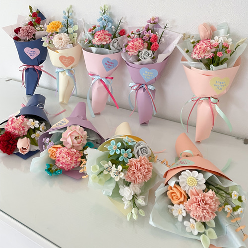 母の日ギフト】フェルトフラワーカーネーションブーケ アートフラワー