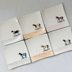 【新品/未使用】ポーセラーツ/馬柄プレート６点セット ポーセラーツ/馬柄プレート6点セット