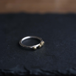 真鍮＆シルバー 鉱石のリング 6枚目の画像