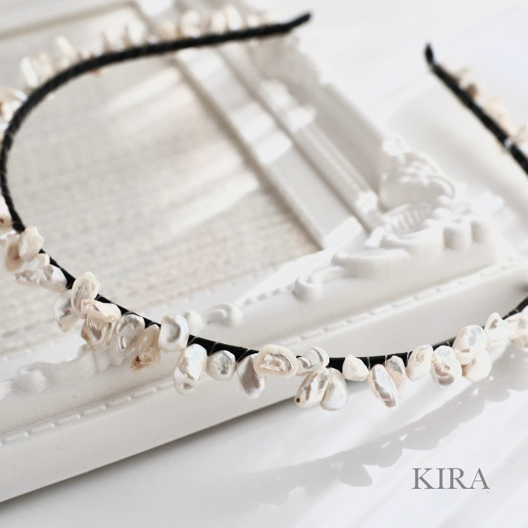 淡水パール・サザレ・スリムカチューシャ✨【ホワイト】