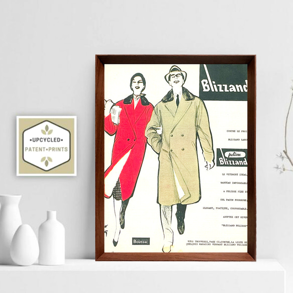 ルネ・グリュオー ファッション 1960年代 フランス ヴィンテージ 広告 額付 ポスター 2枚目の画像