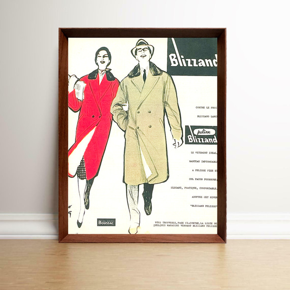 ルネ・グリュオー ファッション 1960年代 フランス ヴィンテージ 広告 額付 ポスター 1枚目の画像