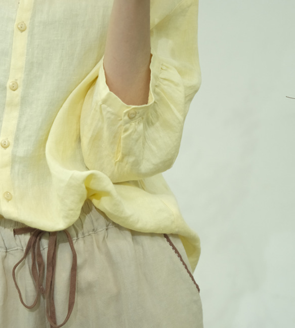 麻シャツ・春カラー・全２色・薄手リネンブラウス・トーブス・ホワイト・夏 4枚目の画像