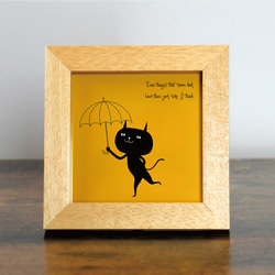 【額付き】 北欧　ネコ　猫　絵　絵画　アート　ポスター　黒猫　イラスト　グッズ　猫モチーフ　雑貨「ねこのひげ　0091」 1枚目の画像