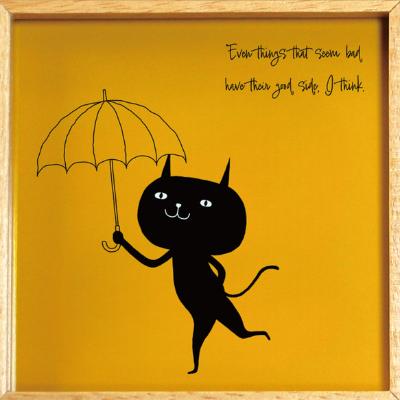 【額付き】 北欧　ネコ　猫　絵　絵画　アート　ポスター　黒猫　イラスト　グッズ　猫モチーフ　雑貨「ねこのひげ　0091」 6枚目の画像