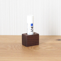 無垢のシンプル印鑑スタンド【ウォールナット】シャチハタ キャップレス9対応 スティックノリ 印鑑立て シャチハタ 3枚目の画像