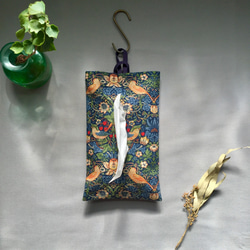 no.95 ボックスティッシュケース/つり下げタイプ/ウィリアムモリス/いちご泥棒/ブラック/黒/ギフト/鳥 8枚目の画像